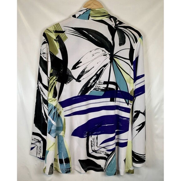 Jess & Jane Artsy Watercolor Multi Colored Artsy Open Front Cardigan Large USA - Picture 5 of 5